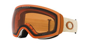 Oakley snow goggles with orange Prizm lens and white strap, vented frame