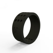 Men's perforated silicone ring, dark color with arched shield logo on the side