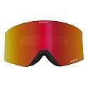 Dragon ski goggle lens with red-orange mirrored tint and black frame