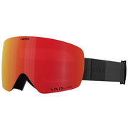 Giro snow goggles with red-orange mirrored lens and black strap, curved protective frame.