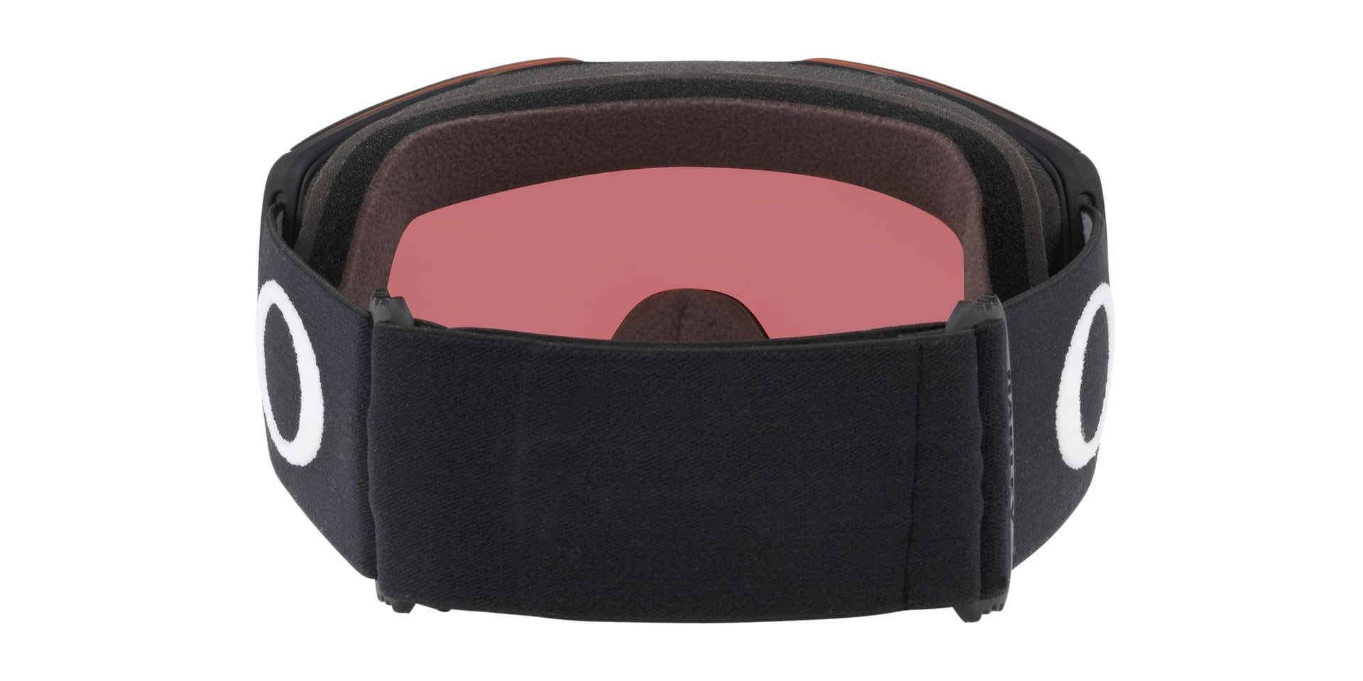 Oakley large goggles with matte black strap and pink-red Prizm lens