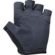 Short finger cycling glove, dark blue-gray with padded knuckle area and logo