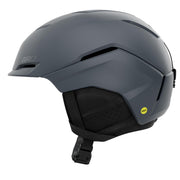 Giro Tenet snow helmet in dark gray with chin strap and padded interior liner.