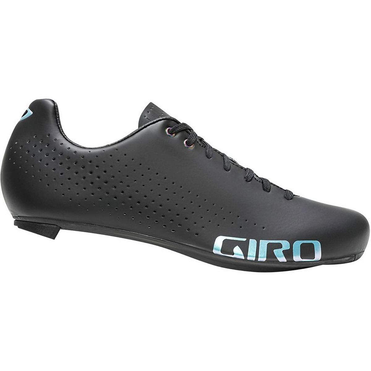 Black perforated cycling shoe with lace-up and Giro side logo