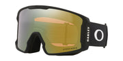 Oakley Line Miner snow goggles with black frame and yellow Prizm lens, O logo strap