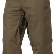 Ski pants, olive color, side close-up with zip vent and logo on thigh