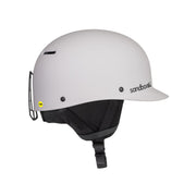 White sport snow helmet with adjustable chin strap and side vents
