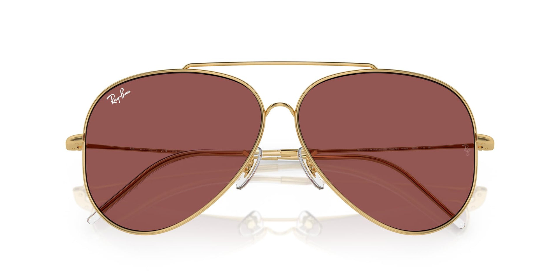 Ray-Ban Aviator Reverse RBR0101S Sunglasses - Gold/Dark Violet / 59 mm - 8056262096628 - Additional Image 4