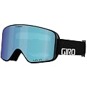 Giro snow goggles, black frame with blue mirrored lens and GIRO logo strap
