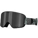 Giro snow goggles, black frame with dark mirrored lens and patterned side strap