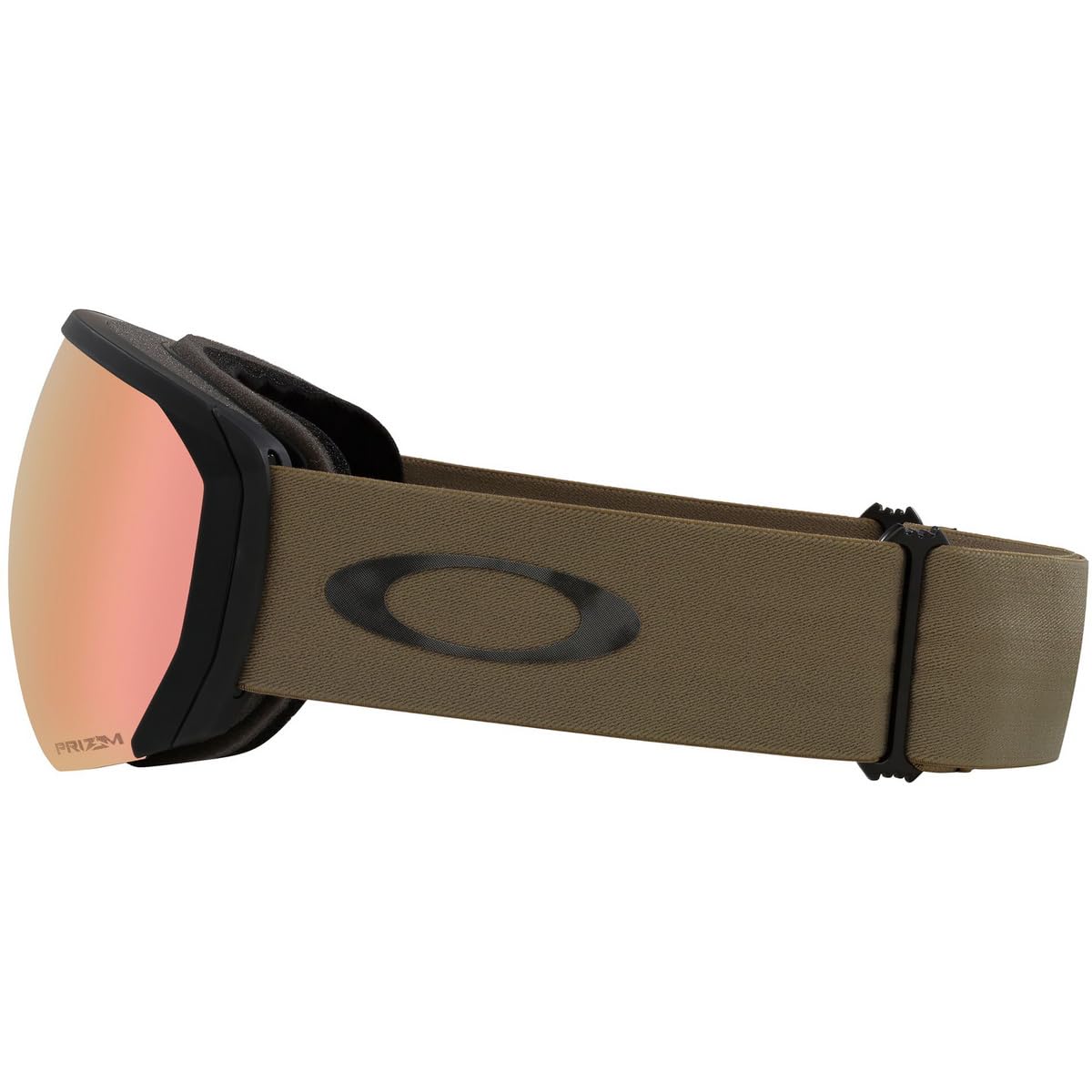 Oakley Flight Path goggles with olive strap and Prizm lens, side view