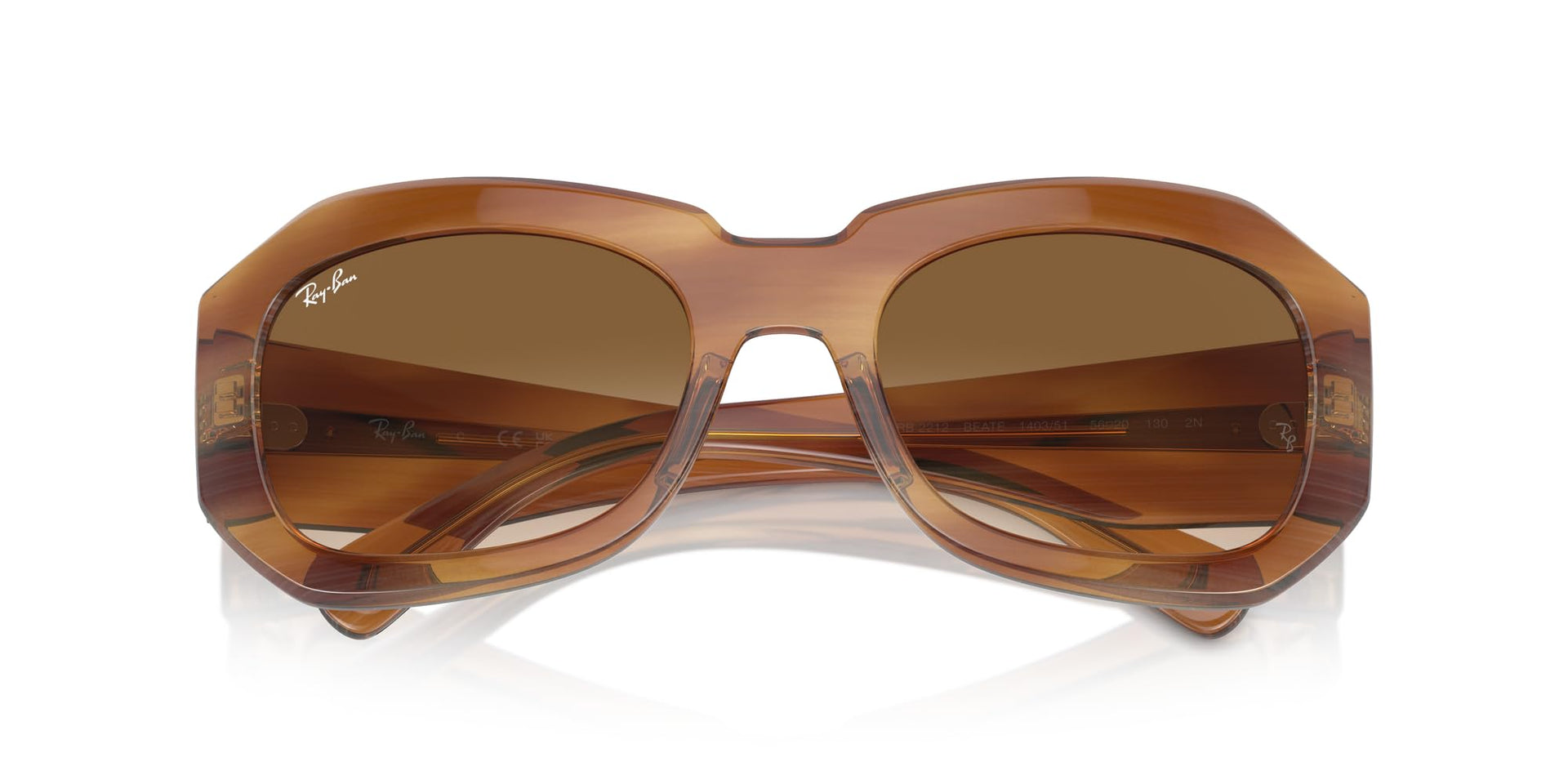 Ray-Ban Beate RB2212 Sunglasses - Striped Brown/Clear Gradient Brown / 56 mm - X0045V53C1 - Additional Image 4