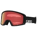 Ski goggles with grey frame, red tinted lens, black strap with GIRO wordmark