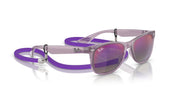 Ray-Ban Junior Wayfarer sunglasses in clear purple with purple mirrored lenses and strap