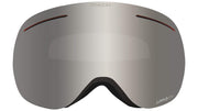 Sport snow goggles with silver mirrored lens and black frame