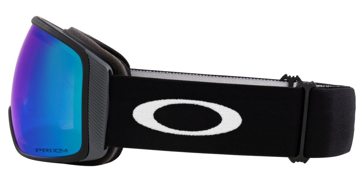 Oakley snow goggles with black strap and blue mirrored Prizm lens