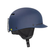 Navy sport snow helmet with chin strap and side ventilation