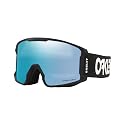 Oakley snow goggles with black frame and light blue Prizm lens, small angled view