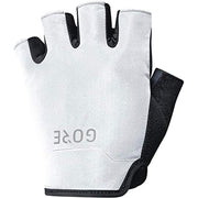 Short finger cycling glove, white with black finger inserts and GORE lettering on palm