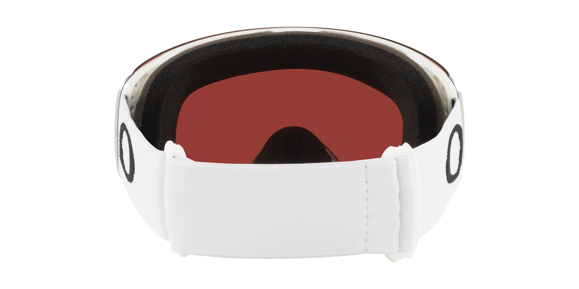 White snow goggles with red Prizm lens and white strap