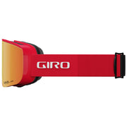 Giro Axis snow goggles close side view: red frame and red strap with white GIRO logo