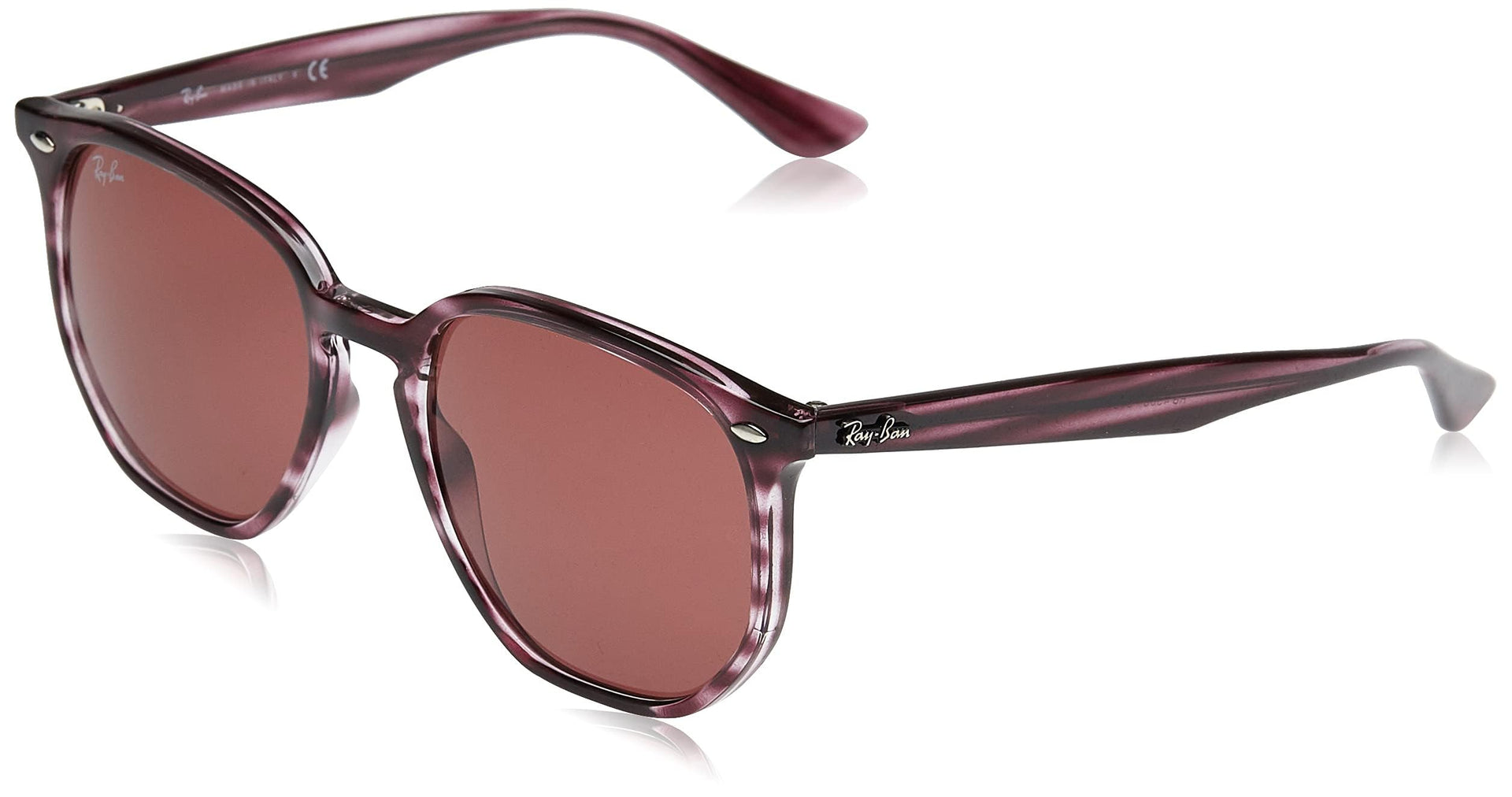 Ray-Ban Hexagonal RB4306 Sunglasses - Striped Bordeaux Havana / Dark Violet / Large - 8056597260404