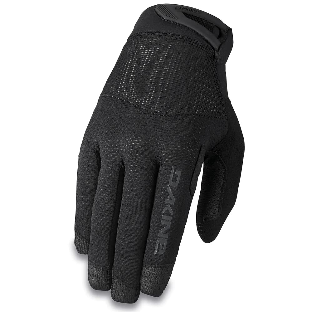 Dakine black cycling gloves with textured grip palm and wrist pull tab