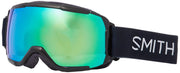 Smith Grom black snow goggles with green mirrored lens and SMITH logo strap