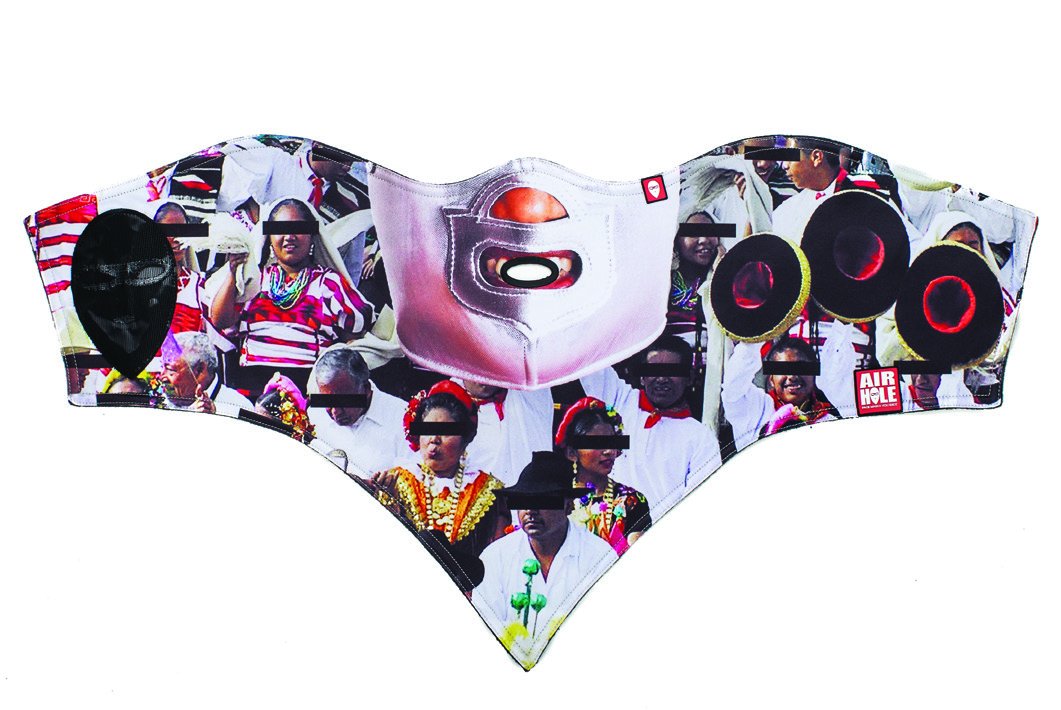 Airhole Standard 1 facemask with colorful photo collage graphic print