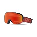 Orange ski goggles with tinted lens and Giro strap, side view