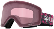 Lilac snow goggles with pink-tinted Luma lens and wide OTG strap