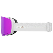 Giro Contour snow goggles with purple lens and white textured strap, side profile