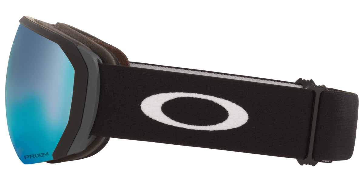 Large snow goggles with black frame and blue mirrored lens