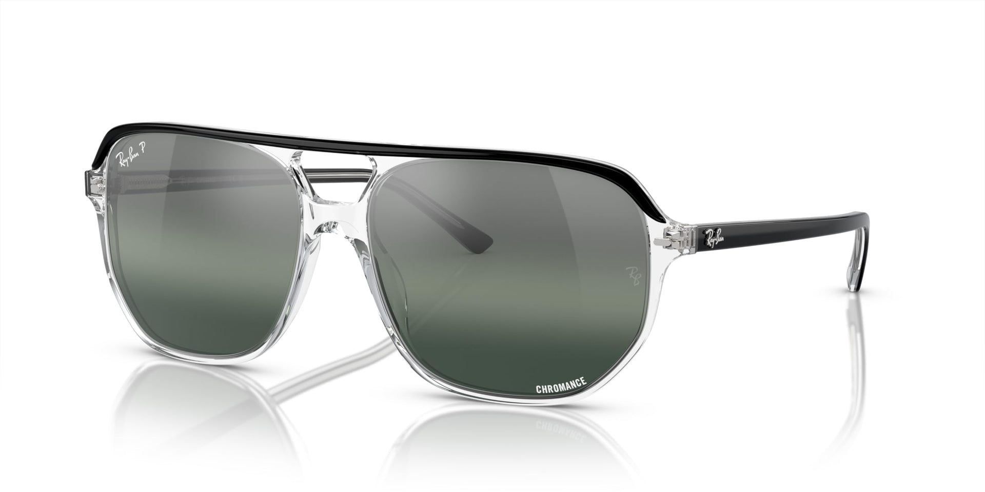 Ray-Ban Bill One RB2205 Sunglasses - Black on Transparent/Clear Gradient Dark Blue Polarized / 60 mm - 8056597965507 - Additional Image 2