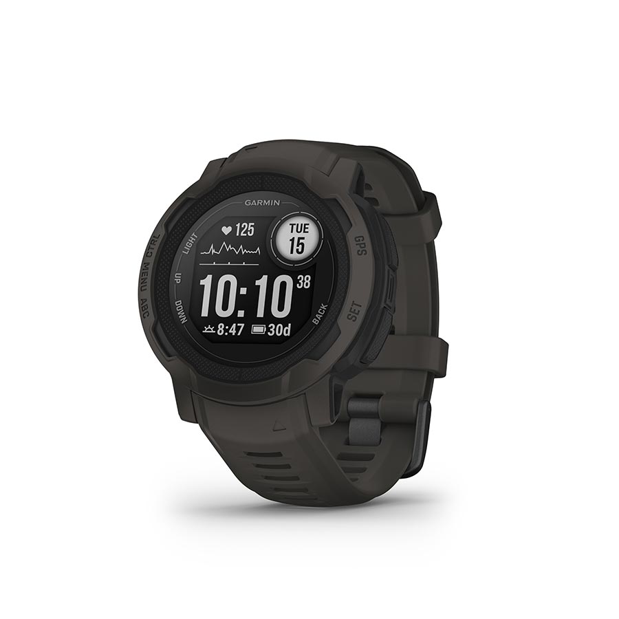 Garmin Instinct 2S graphite silicone smartwatch with rugged round display and bezel