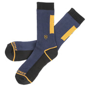 Fasthouse crew performance socks, midnight navy with FH logo and yellow stripe accents