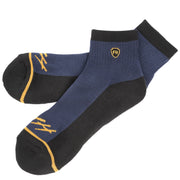 Midnight navy ankle performance socks with yellow logo stripe and FH crest
