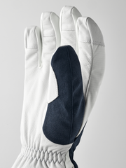 White short gloves with navy panel on back of hand