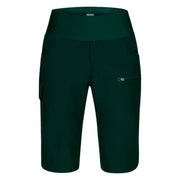 Women’s high-rise stretch shorts in deep green with side zip pocket