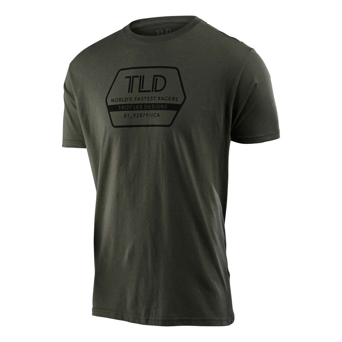 Troy Lee Designs short sleeve tee in surplus green with front black factory logo
