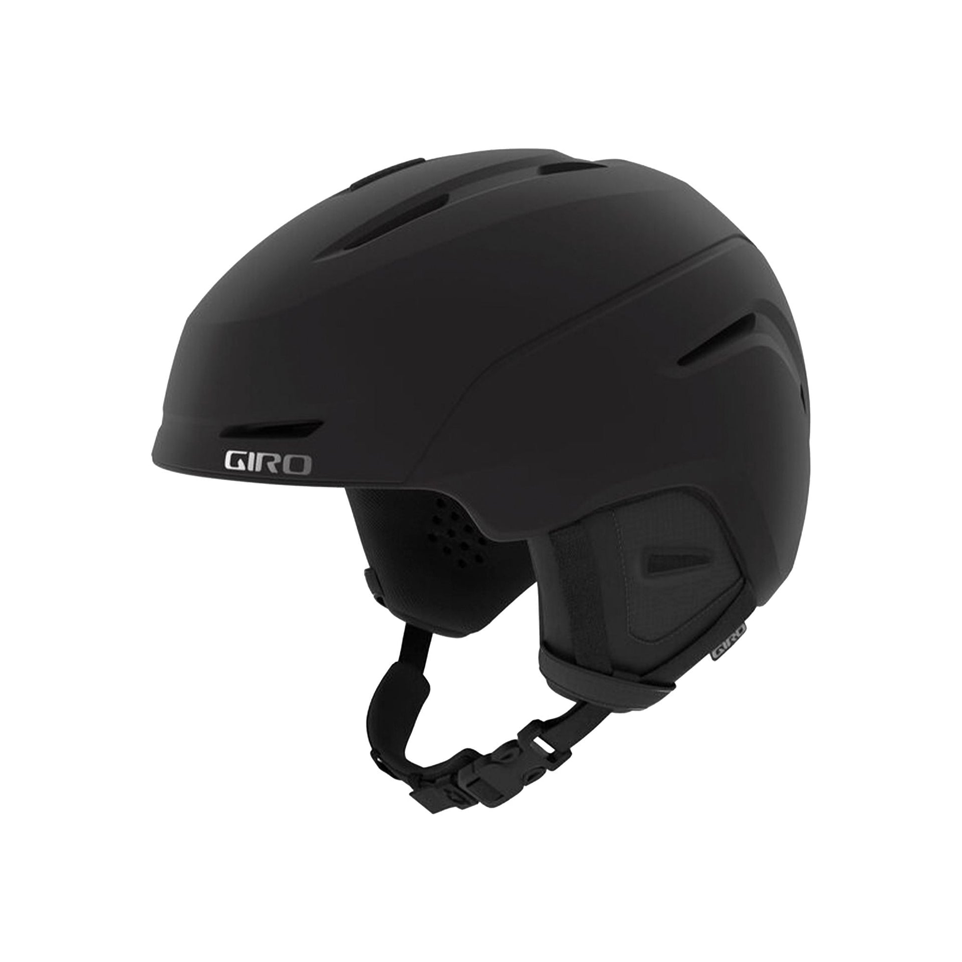 Giro Neo matte black bike helmet with side vents and chin strap