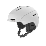 Women's bike helmet in matte white with vent openings and chin strap