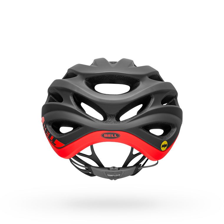Bike MIPS helmet, matte black shell with red accent band and vent cutouts