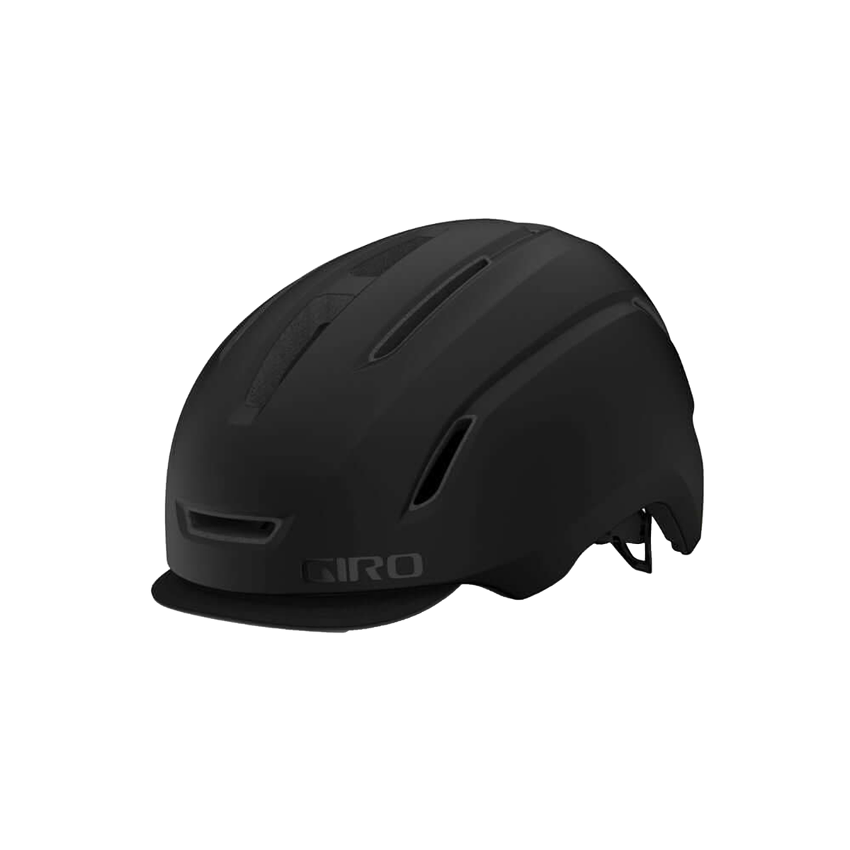 Giro matte black bike helmet with ventilation vents and adjustable chin strap