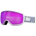 Giro Balance II snow goggles, purple VIVID lens with patterned gray strap (side view)