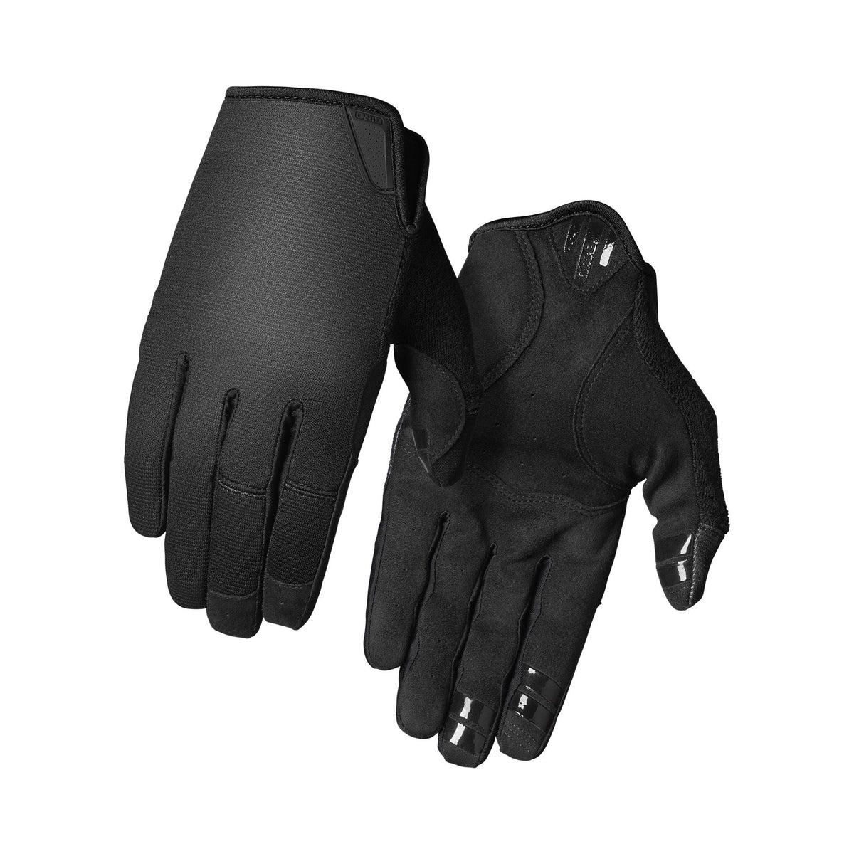 Black Giro DND cycling gloves, textured palm and padded finger panels.
