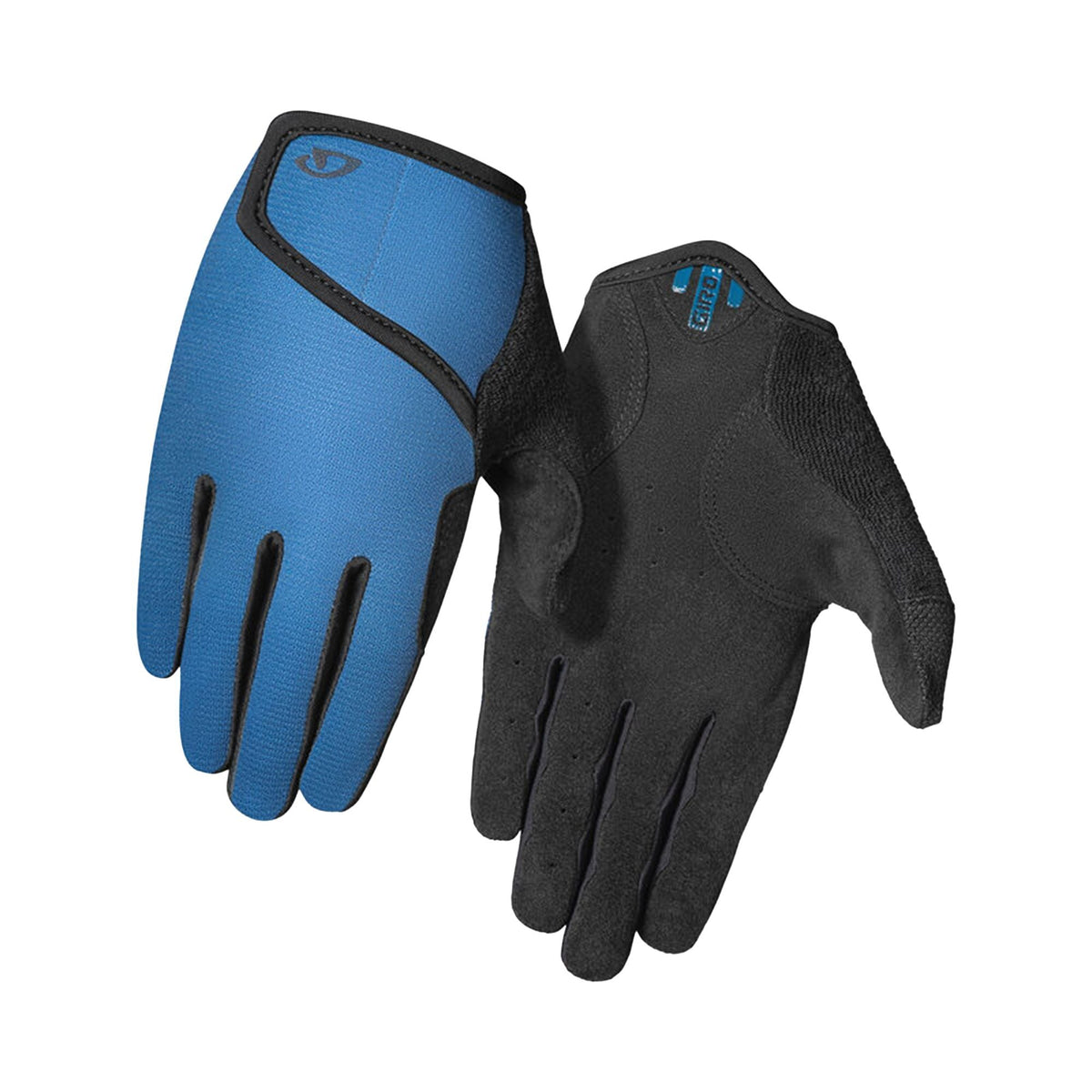 Youth cycling gloves in Shabori Blue and black, padded knuckle and grip palms
