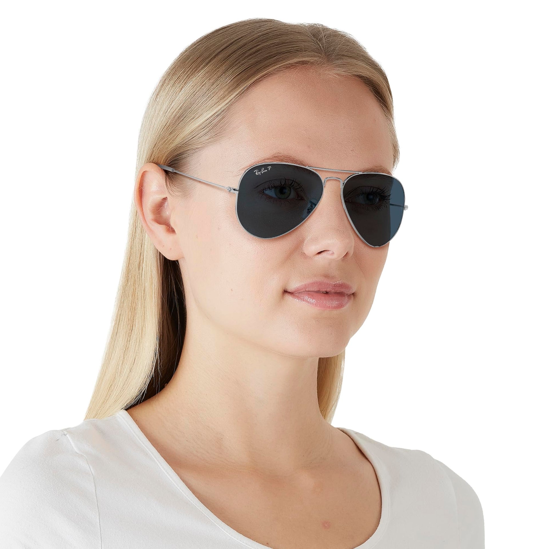 Ray-Ban Aviator RB3025 Sunglasses Batch 2 - Silver/Polarized Blue / 55 mm - 8056597860710 - Additional Image 4