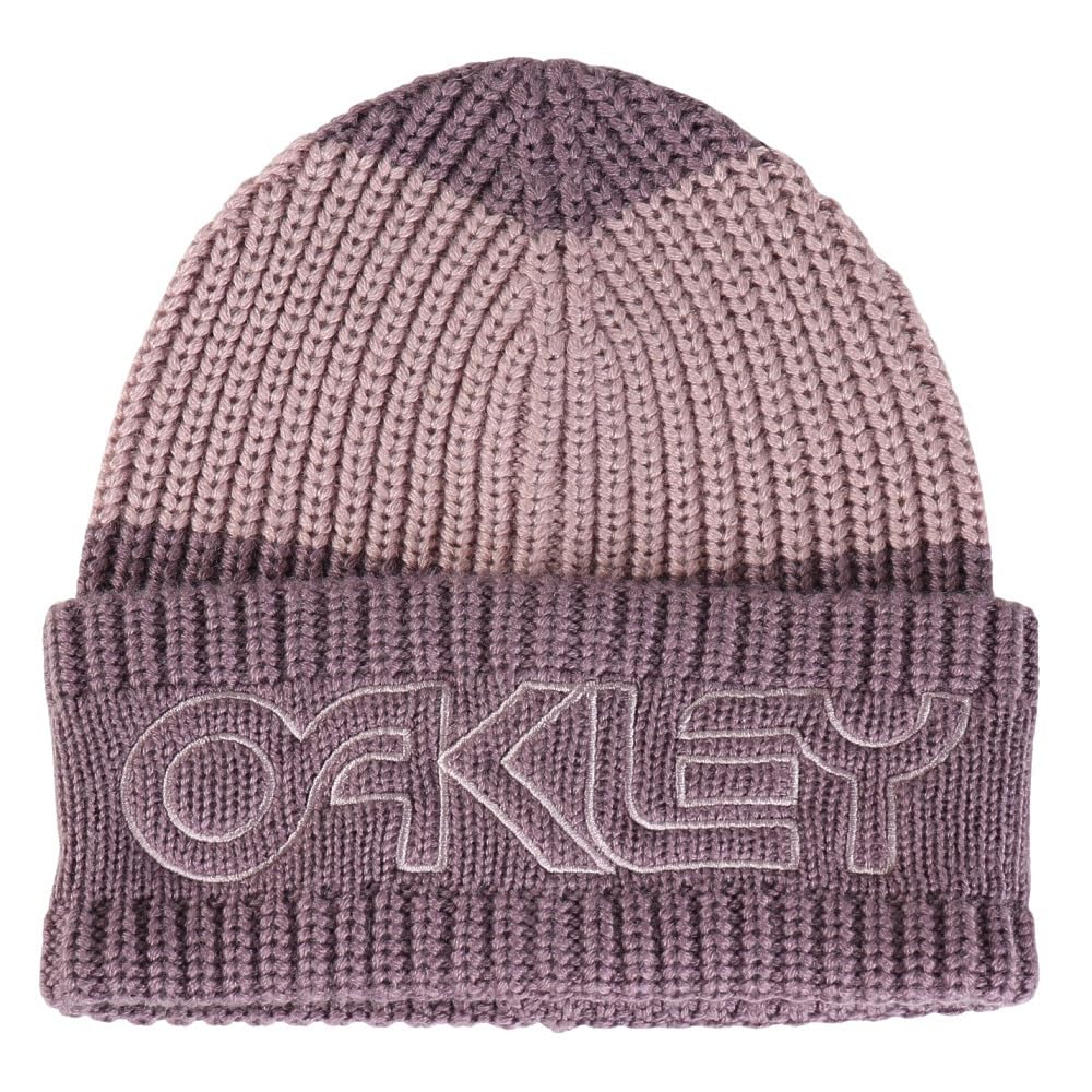 Purple knit beanie with ribbed cuff and Oakley logo embroidery