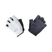 Short finger cycling gloves set: white and dark blue-gray pair with logo palms